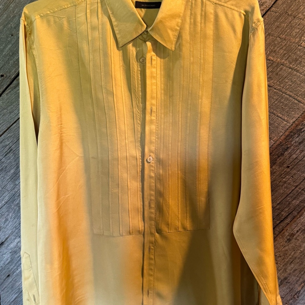 Burberry couture gold tuxedo shirt